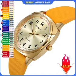 Relojes BERNY para mujer, reloj de enfermera, relojes de cuarzo dorados simples e informales para mujer, reloj de pulsera deportivo luminoso de fácil lectura resistente al agua para mujer