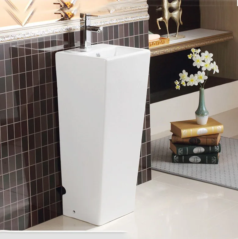 Integrated wash basin One-piece Small square Wash basin Ceramic basin Ultra small square column