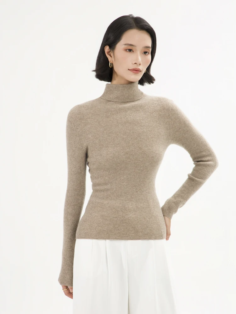 

100% Cashmere Long Sleeves Knitted Jumper Female Clothing Tops Women Turtleneck Sweater Autumn Winter Basic Pullover Soft Stylis