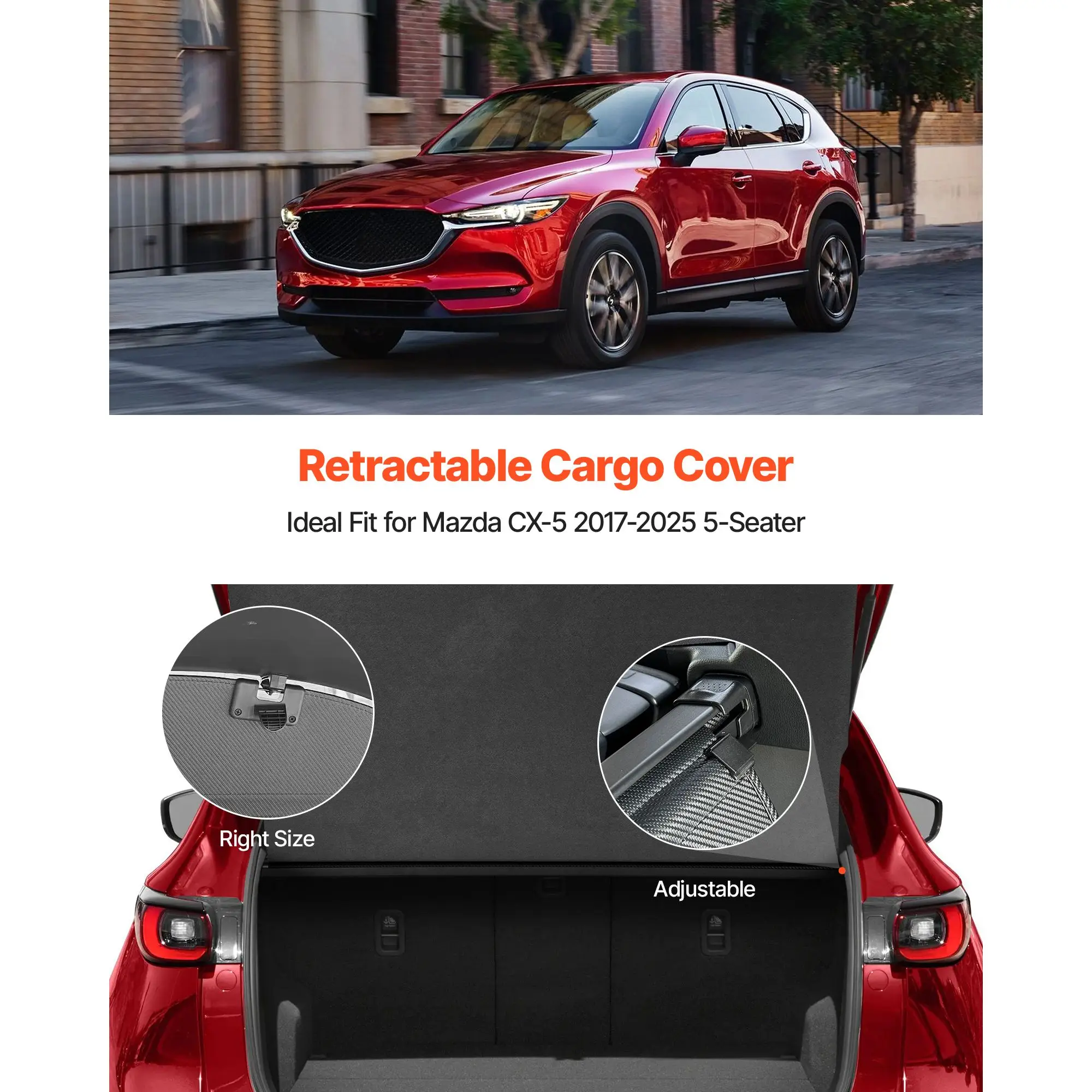 Retractable Cargo Cover, Upgraded Carbon Fiber Texture Trunk Cover, Anti-Peeping Luggage Privacy Shield, Easy Installation Secur