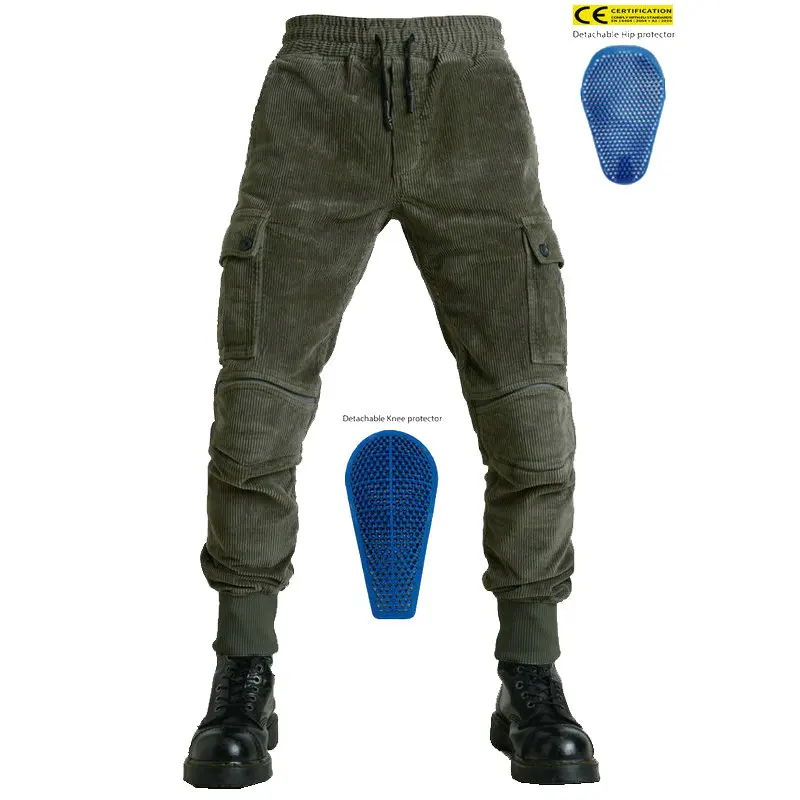 Motorcycle Pants Motorcycle Riding Pants Men Winter Tear Resistant Windproof Intensification Corduroy Cargo Pants CE Protection