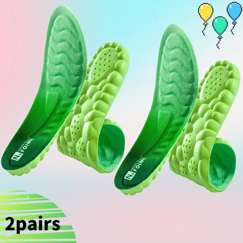 2 pairs Sport Running Insoles Soft High Elasticity Shoe Pads Breathable Shock Absorption Cushion Arch Support Insole