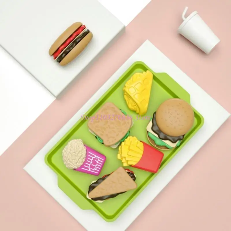 R6FD Finja para jogar lanche miniaturas hambúrguer brinquedos educacionais brinquedos comida para brincar com alimentos