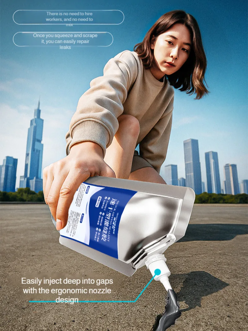 

Cement Crack Filler Self-Leveling High Strength Driveway Floor Sealer, Quick Leakage Waterproof Concrete Repair Kit