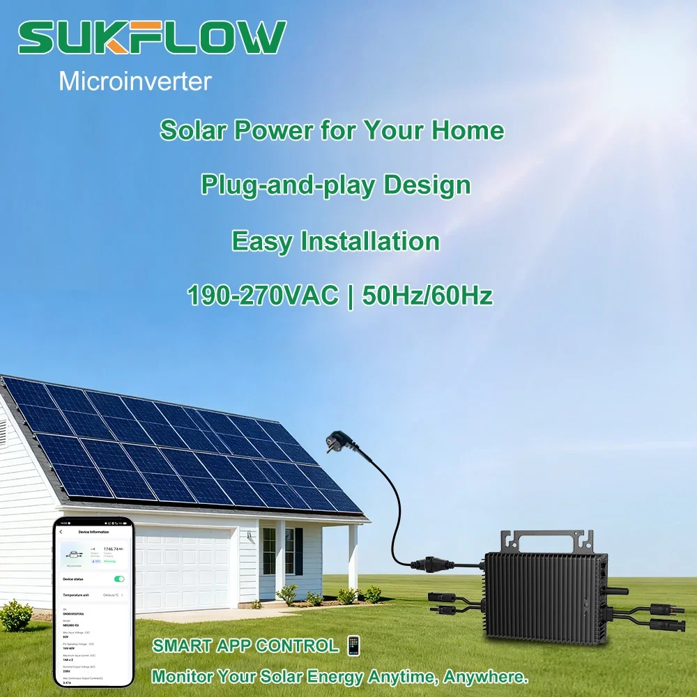 SUKFLOW Zero Expert 1200W Grid-Tie Microinverter with 5M AC Cable Built-in WiFi & Bluetooth MPPT for Home Energy Savings System view 4
