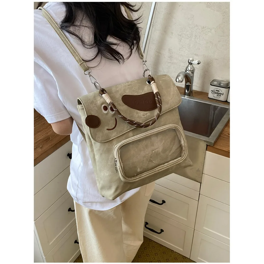 

New Cute Cartoon Backpack for Women Korean Style Frosted Large Capacity High Quality Commuter Handbag Sweet Ulzzang Y2K Ita Bag