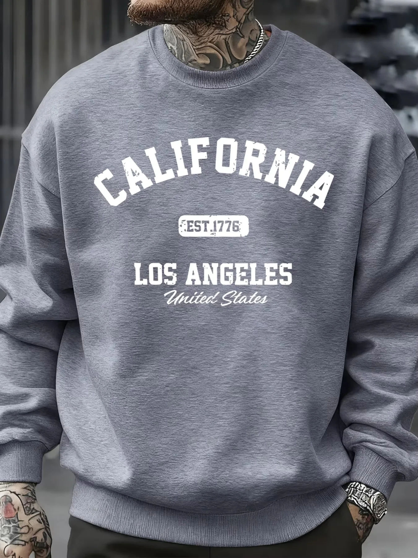 Herren 2026 Neues Bedrucktes Sweatshirt, Streetwear Lässiges Mode-Sportshirt Hochwertige Herbst-Übergröße Fleece-Rundhals-Pullover – Detail 5