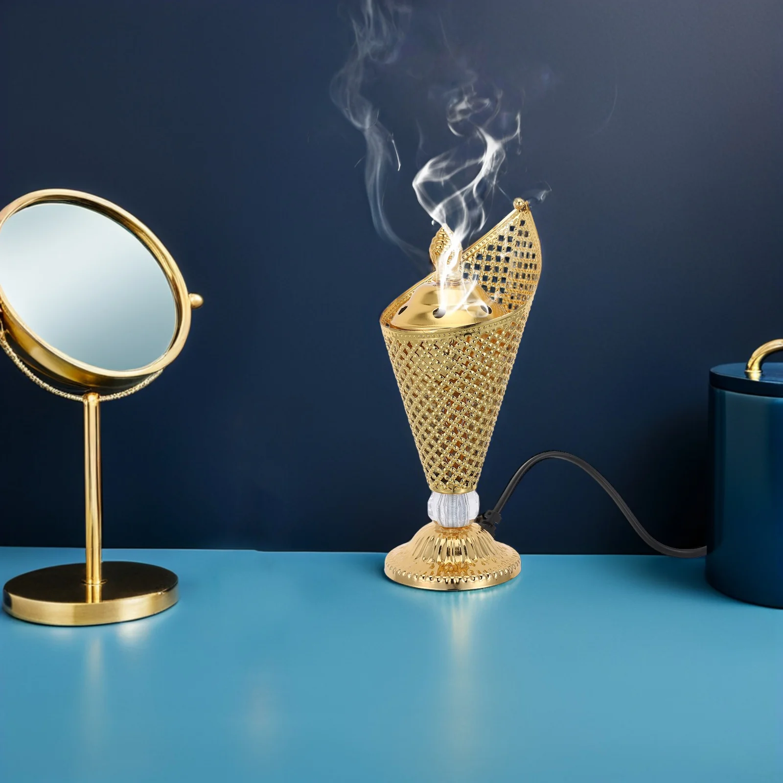 

Middle Eastern Festive Metal Incense Burner Electric Mabkhara Plug In Aroma Lamp For Home Decor Bakhoor Oud Warmer Diffuser