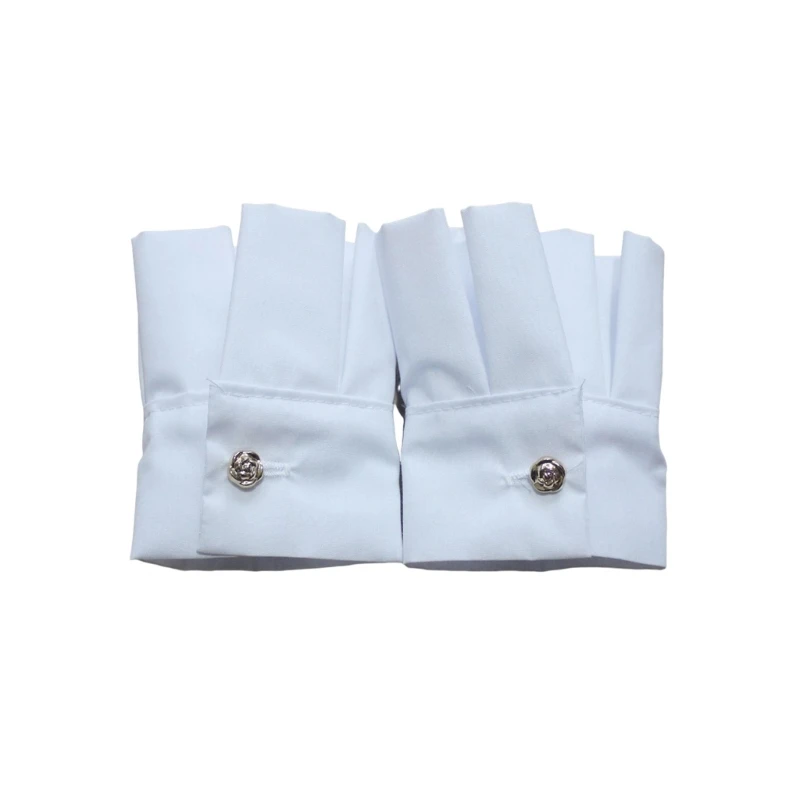 Detachable Wrist Cuffs for Girls Cosplay Maid Sweet Pleated Cuffs White Color