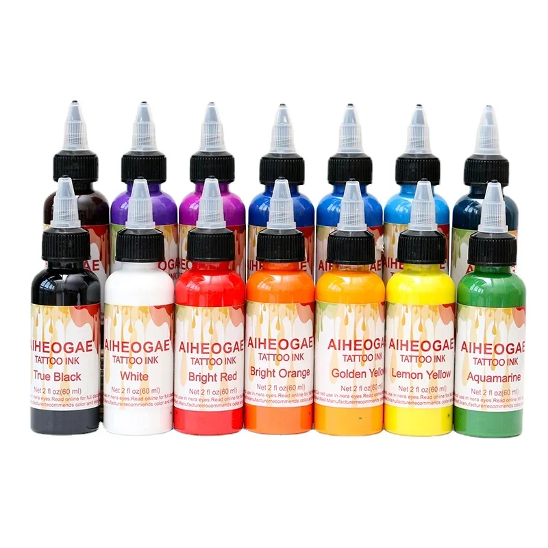 

14Colors Tattoo Ink Set 60ml/bottle for Professional Tattoo Body Art Natural Plant Permanent Pigment Paint Tattoo Pigments Ink