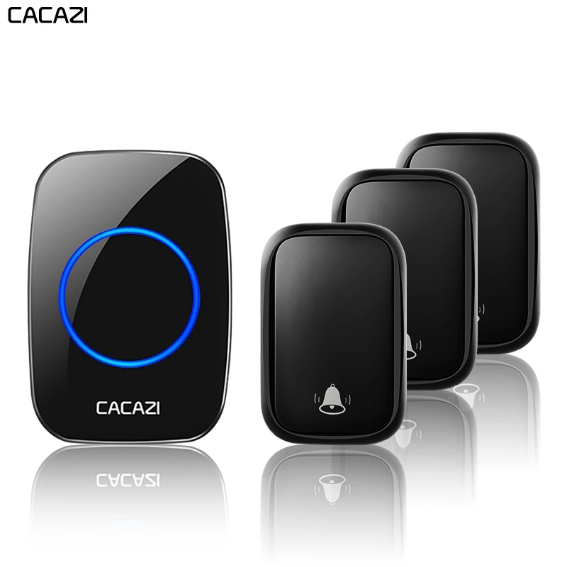 

CACAZI Wireless No Battery Required Doorbell Self-powered Transmitter Intelligent Home Call Ring Bell US EU UK AU Plug Receiver