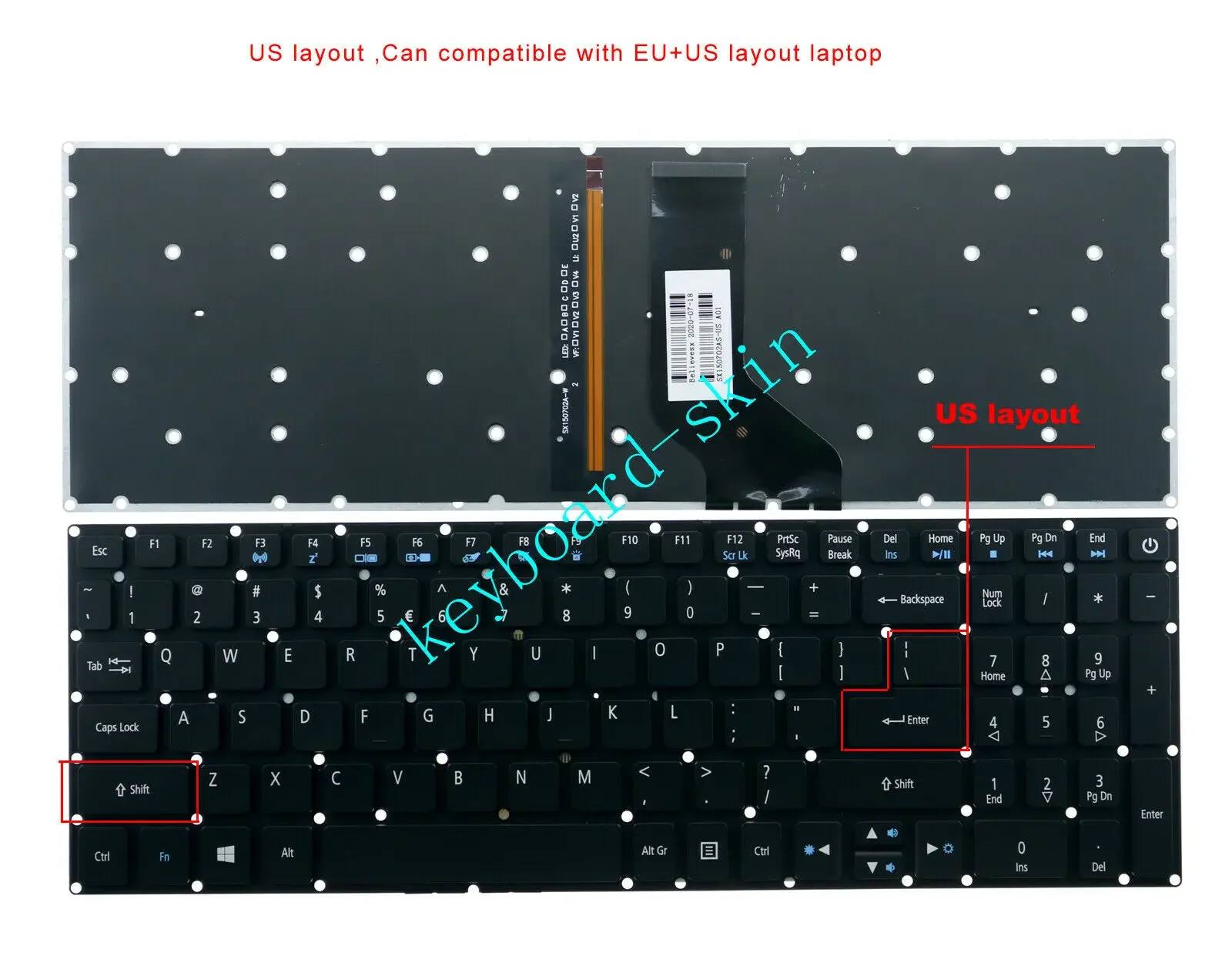 New US backlit without frame keyboard For Acer Aspire VN7-572 VN7-572G VN7-572TG VN7-592 VN7-592G VN7-792 VN7-792G laptop