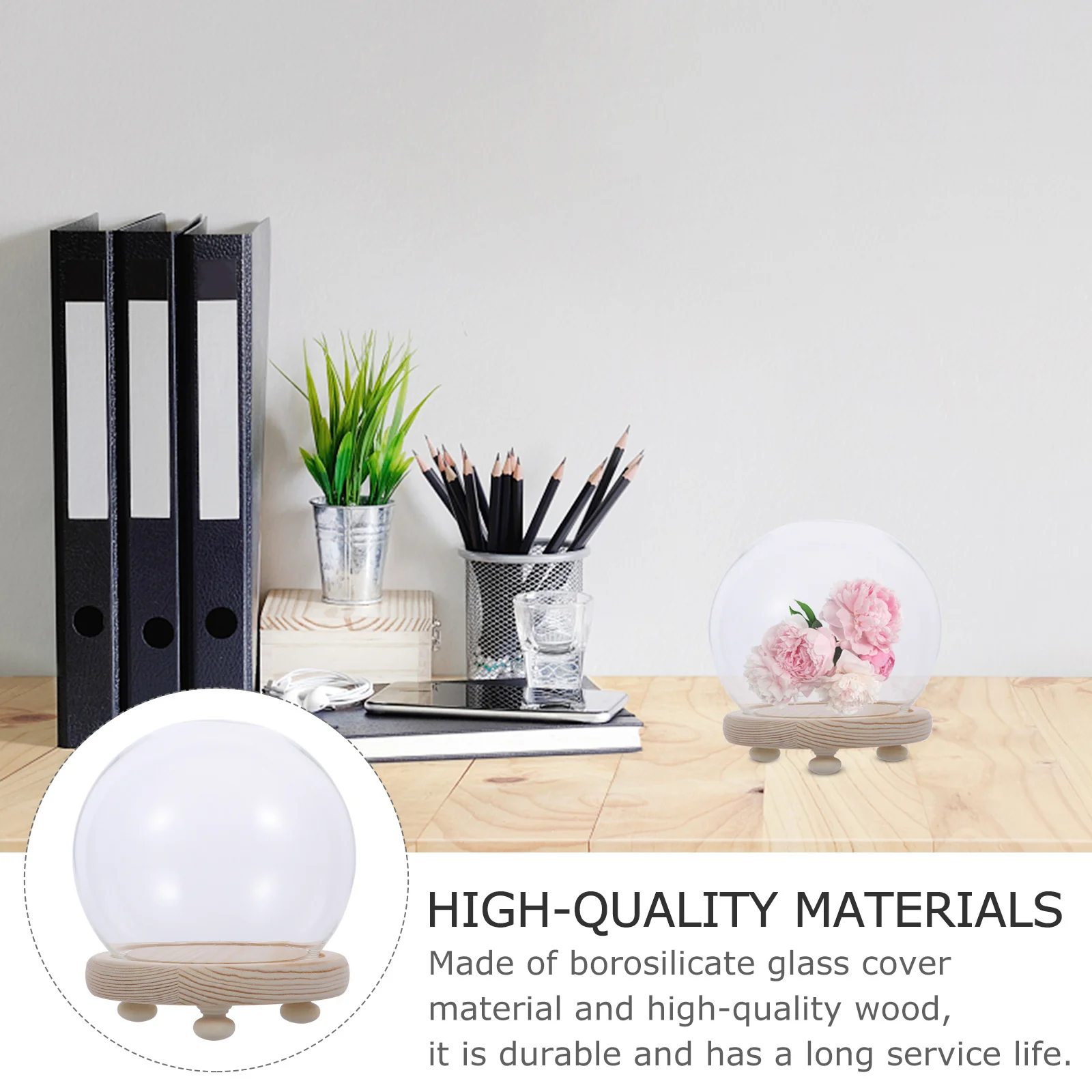

1pc Round Glass Display Cover For Preserved Flower Container Glass Dome Jar Handicraft Micro Landscape Tabletop Decor Home