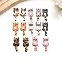 Cute Cat Collection】5/14pcs Patterned Enamel Cat Charms - Create Your Own Purr-fect Jewelry!