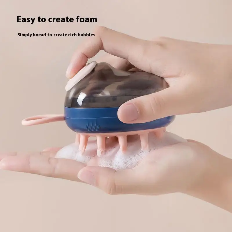Scalp Acupuncture Point Massage Silicone Shampoo Scalp Hair Massager Comb With Shampoo Dispenser Bath Brush Shampoo Massager