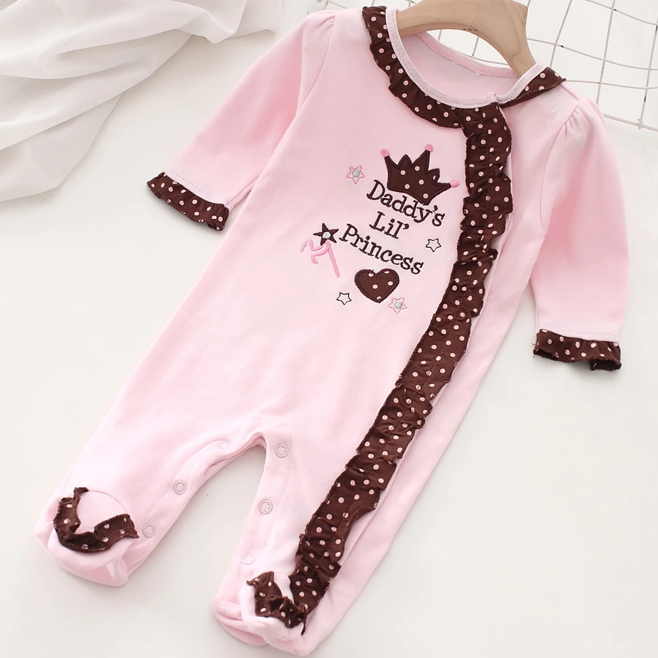 Ruffles Newborn Baby Girl Footies Clothes Long Sleeves Jumpsuits for Spring Autumn Princess Infant Girls Onesie  ﻿