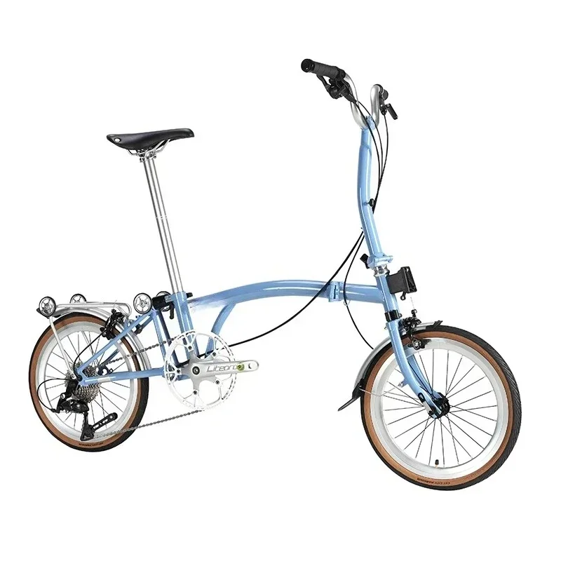

16-Inch 9-speed, Triple-fold, Adult Ultra-light Portable Urban Retro Cloth Folding Bicycle