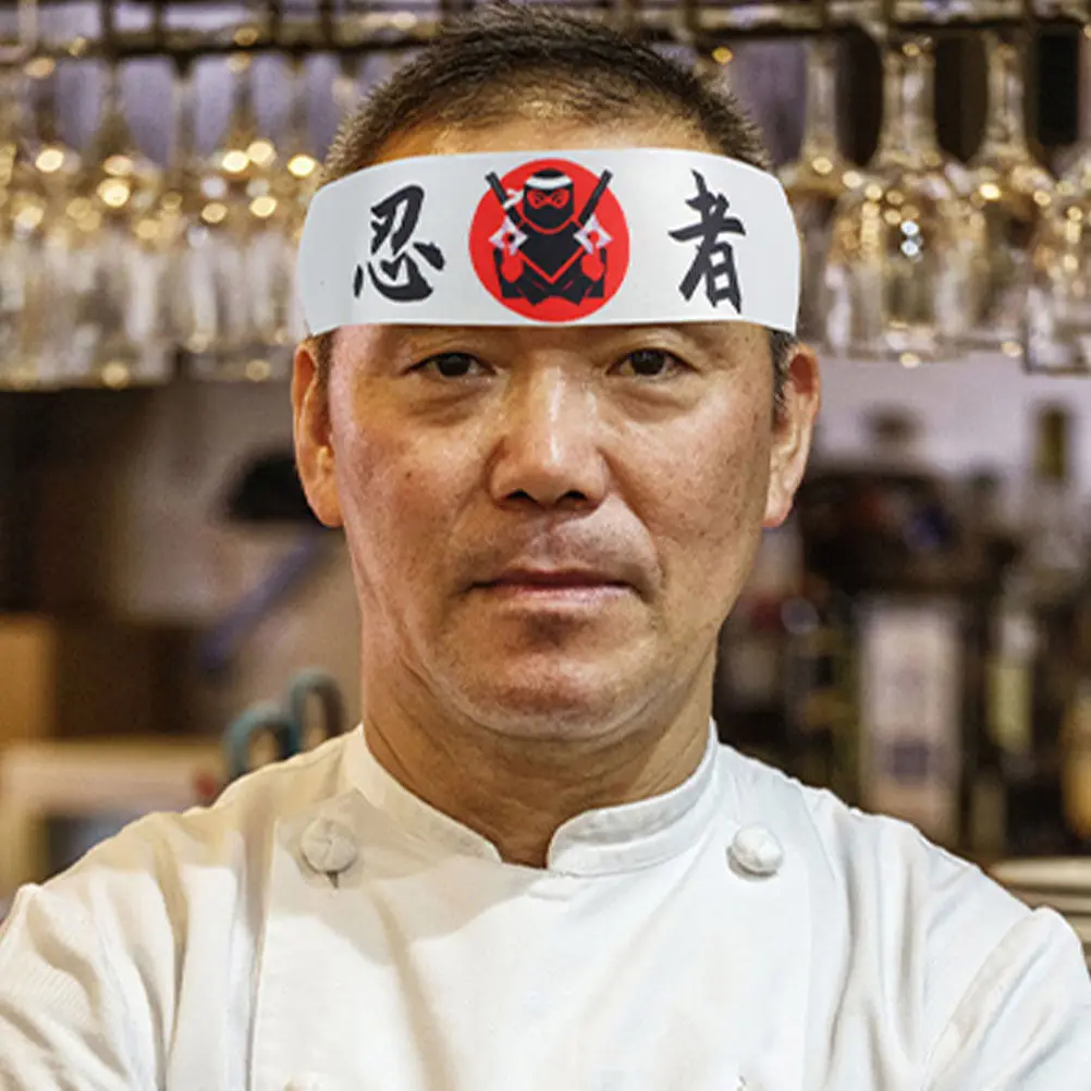 6Pcs Ninja Headband Japanese Hachimaki Wide Headband for Karate Practice Chef Sushi Restaurant Costume Accessories