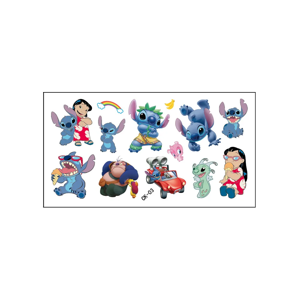 New Cartoon Interstellar Baby Stitch Tattoo Stickers Children Stitch Water Transfer Disposable Tattoo Stickers Toy Birthday Gift