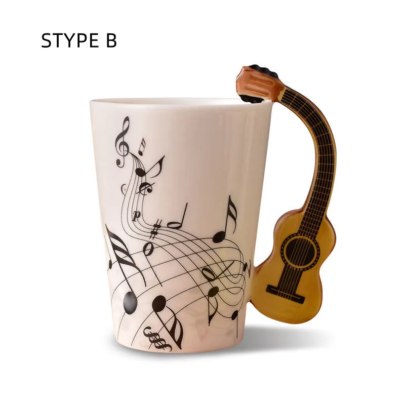 Dropshipping Ceramic Mugs Guitar Mug Musical Instrument Musical Note Shapes Coffee Mugs Milk Tea Cups Drinkwars for Kitchen Tool