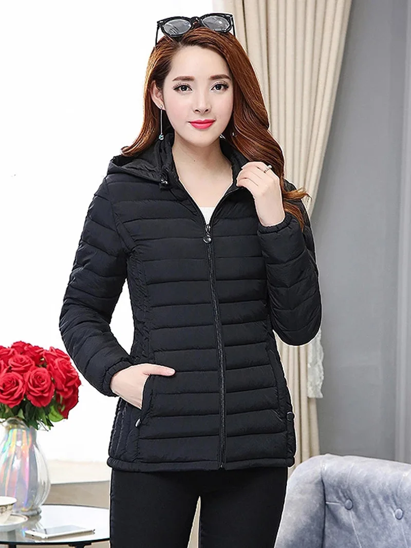 

Fashion Silm Hooded Jacket 2023 Elegant Winter Coat Warm High Quality Stand-callor Jackets Autumn Zipper Casual Parkas Women