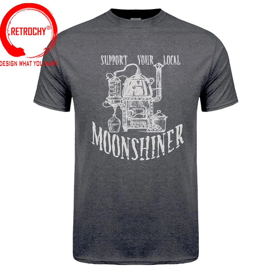 Support Your Local Moonshiner Funny Moonshine T-Shirt Men Slim Fit T Shirt For Men Cotton Top Tee Unique Classic tshirt Camiseta