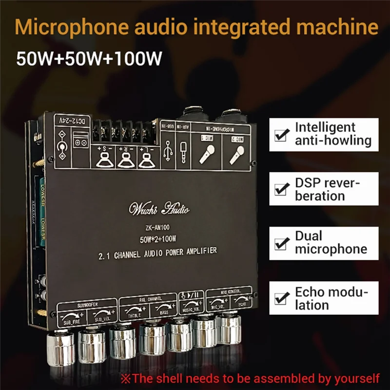 【PROMOTION】ZK-AM100 Bluetooth Amplifier Board 50Wx2 +100W TPA3116D2 Power Amplifier 2.1 Channel Microphone Audio Module