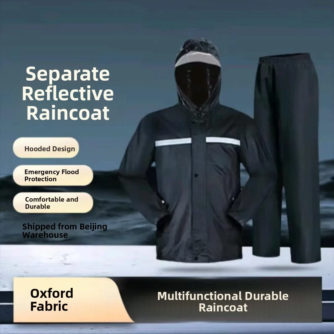 

Adult Men's Detachable Raincoat And Rain Pants Set for Construction Workers Outdoor Wear Waterproof Heavy Rain Protection
