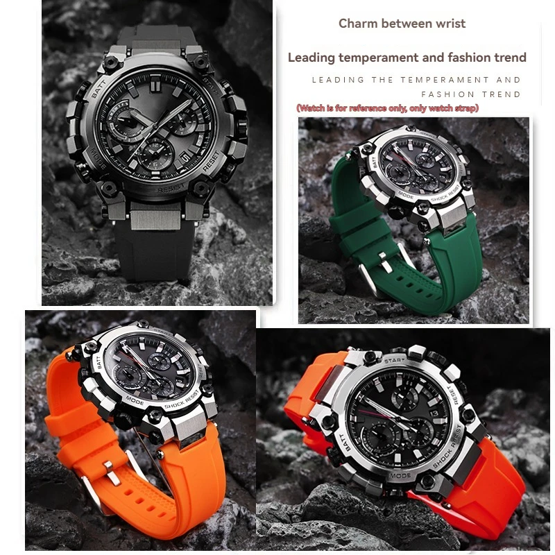 حزام سيليكون من الراتنج المطور لسلسلة Casio G-Shock MTG-B3000 |   حزام سريع الفصل مقاوم للصدمات |   متوافق مع MTG-B3000B/BD/