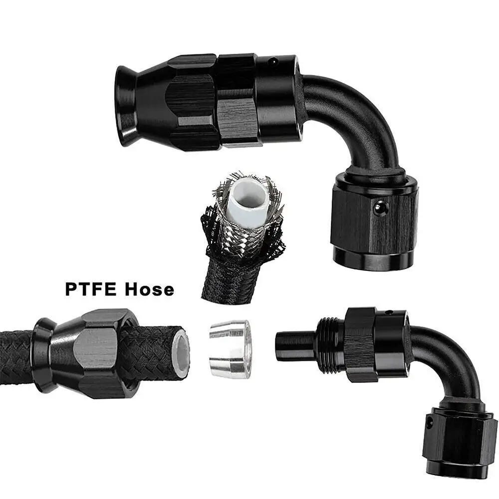 AN4 AN6 AN8 AN10 ナイロン編組 PTFE 燃料ライン 10FT 10 個継手ホースキット E85 ブラック TF-1054