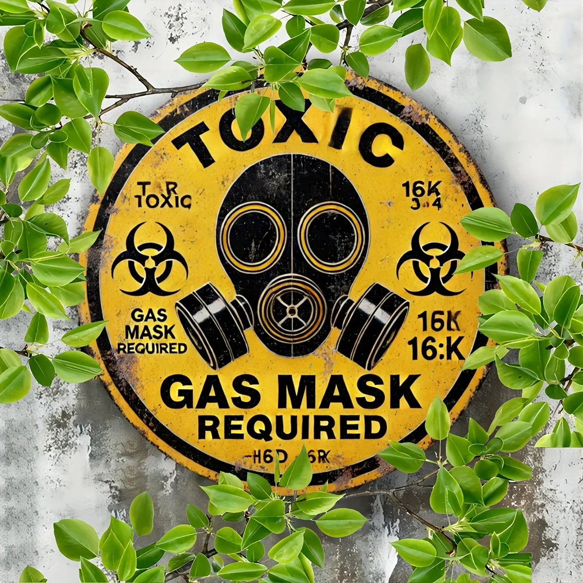 Vintage Toxic Hazard Sign Metal Wall Art with Gas Mask Symbol, Classic Home Garage Cafe Bar Living Room Decor