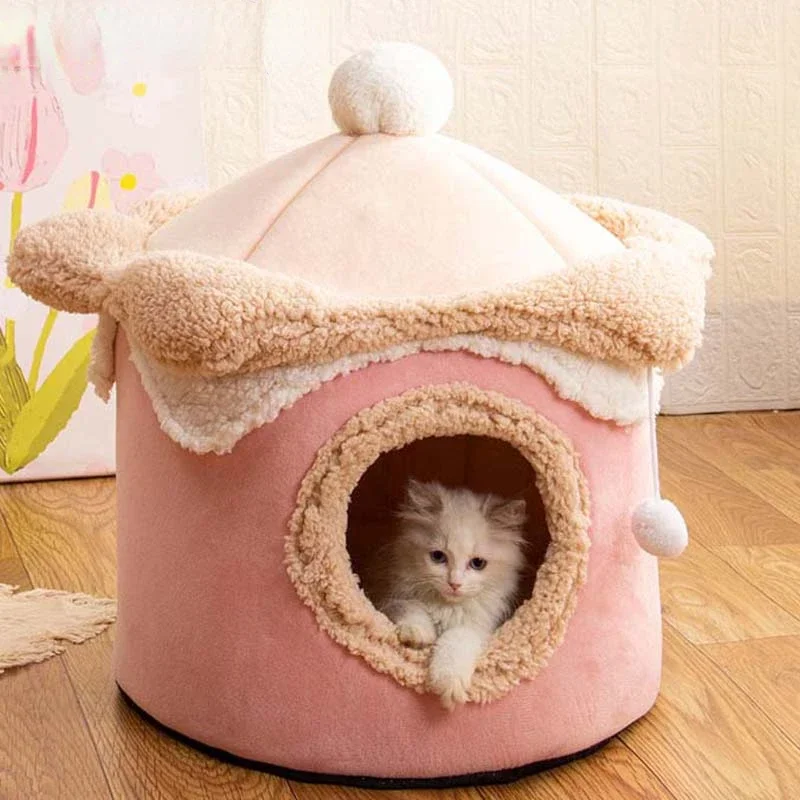 

Warm Winter Cat Dog House Deep Sleep Pet Nest Geometric Ice Cream House Fun Comfort Nest for Small Medium Cat Dogs Pet Supplies