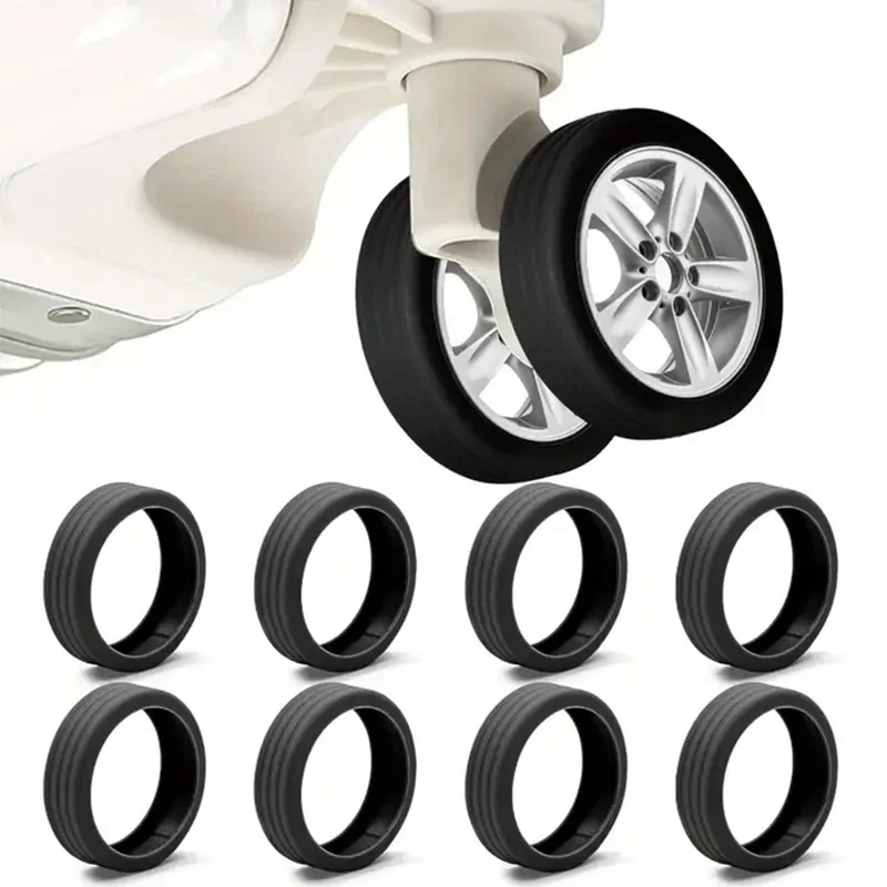 4/8pcs Rubber Wheel Protector for Suitcase Trolley Case Caster Sleeve Luggage Compartment Cover Silent Wheel Accessory