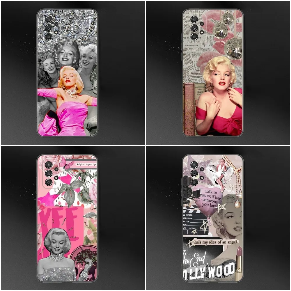 Pink M-Marilyn M-Monroe Phone Case For Samsung S24,S23,S22,S21,S20,S10,S10E,S9 Plus FE Note 20 Ultra 10,9 Plus Black