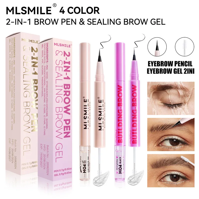ดินสอเขียนคิ้ว MLSMILE 4 สี แบบสองหัว ปรับรูปทรงคิ้วได้ ติดทนนาน พร้อมอายไลเนอร์ชนิดน้ำ ให้ลุคคิ้วสวยเรียวแหลมอย่างเป็นธรรมชาติ รุ่นใหม่