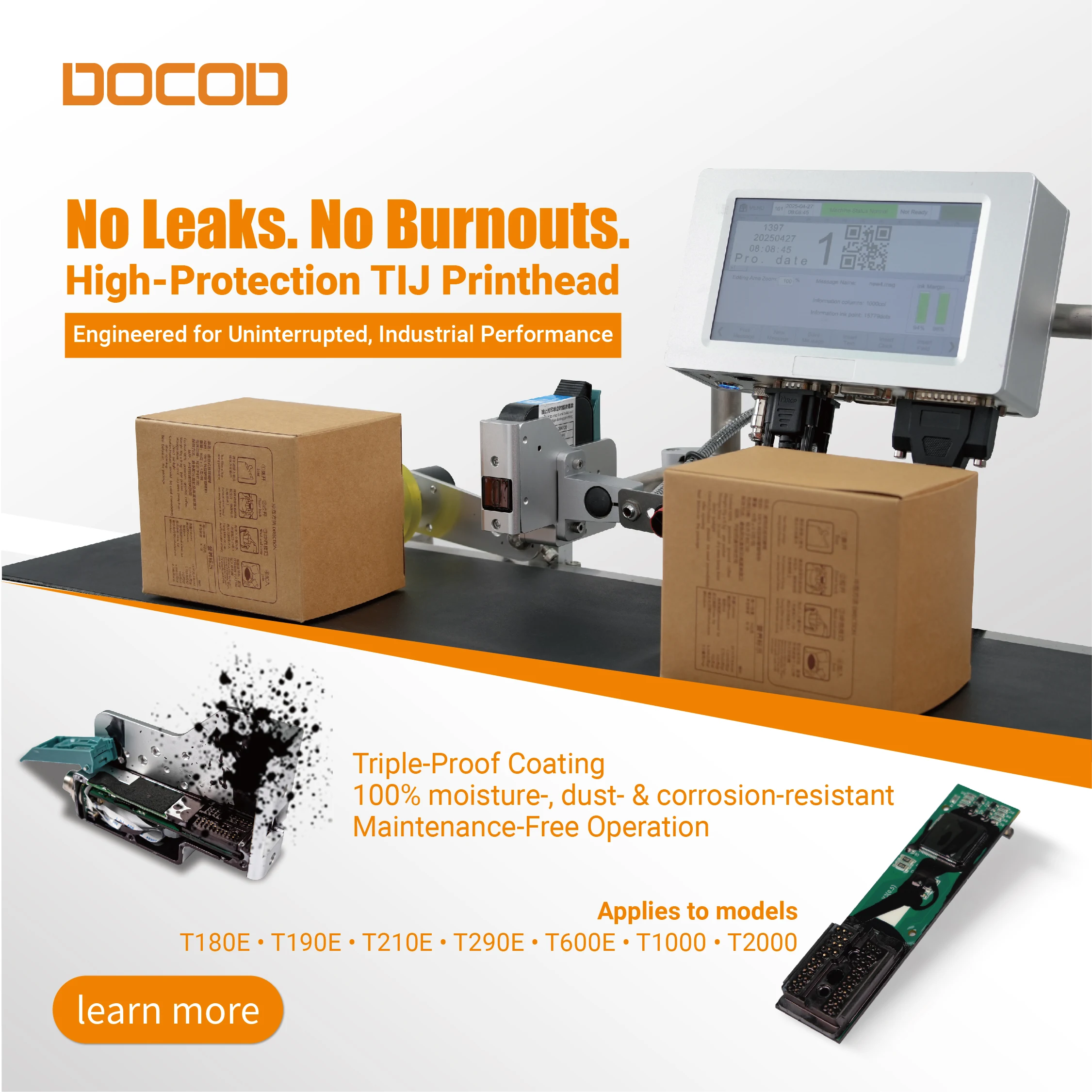 DOCOD Multi Language Online Thermal Inkjet Coding Printer OEM/ODM T210E TIJ Barcode Printing Machine for Plastic Packaging