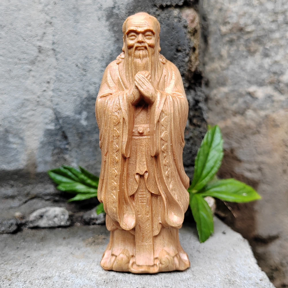Hand-Carved Wooden Confucius Ornaments, Traditional Style, Chinese Style, Suitable for Holiday Decorations, Tabletop Decorations, Party Decorations, Living Room, Centerpiece Decorations, Birthday Gifts, New Year Gifts