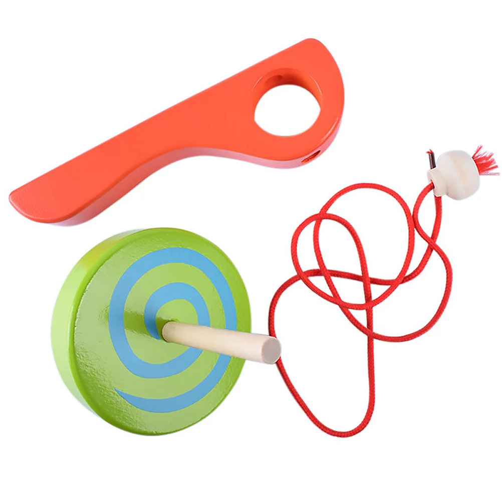 قمصان يدوية خشبية ملونة مع قاذفة لعبة دوارة صغيرة ممتازة للأطفال والكبار ممارسة التنسيق بين اليد والعين و