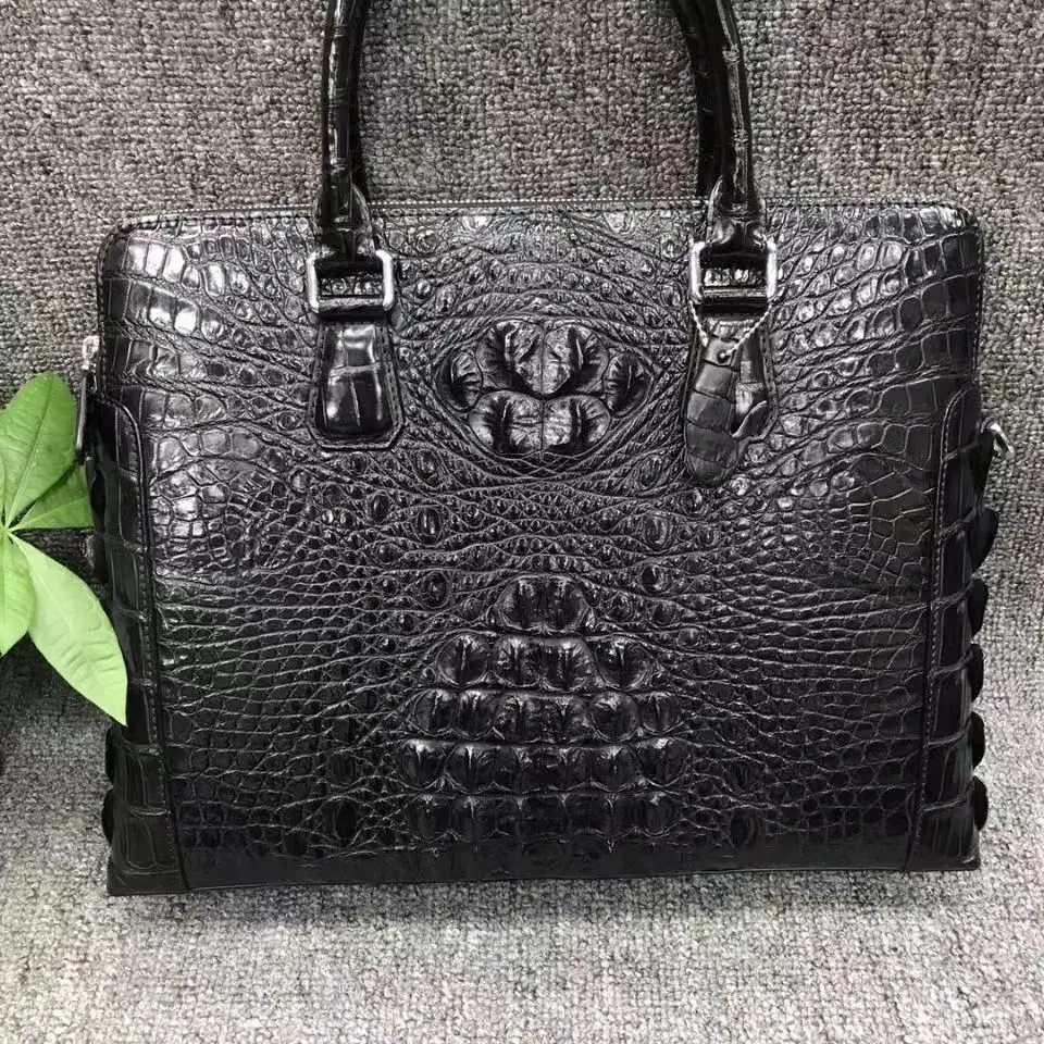 2023 new crocodile skin skin men's briefcase, genuine leather versatile handbag computer bag