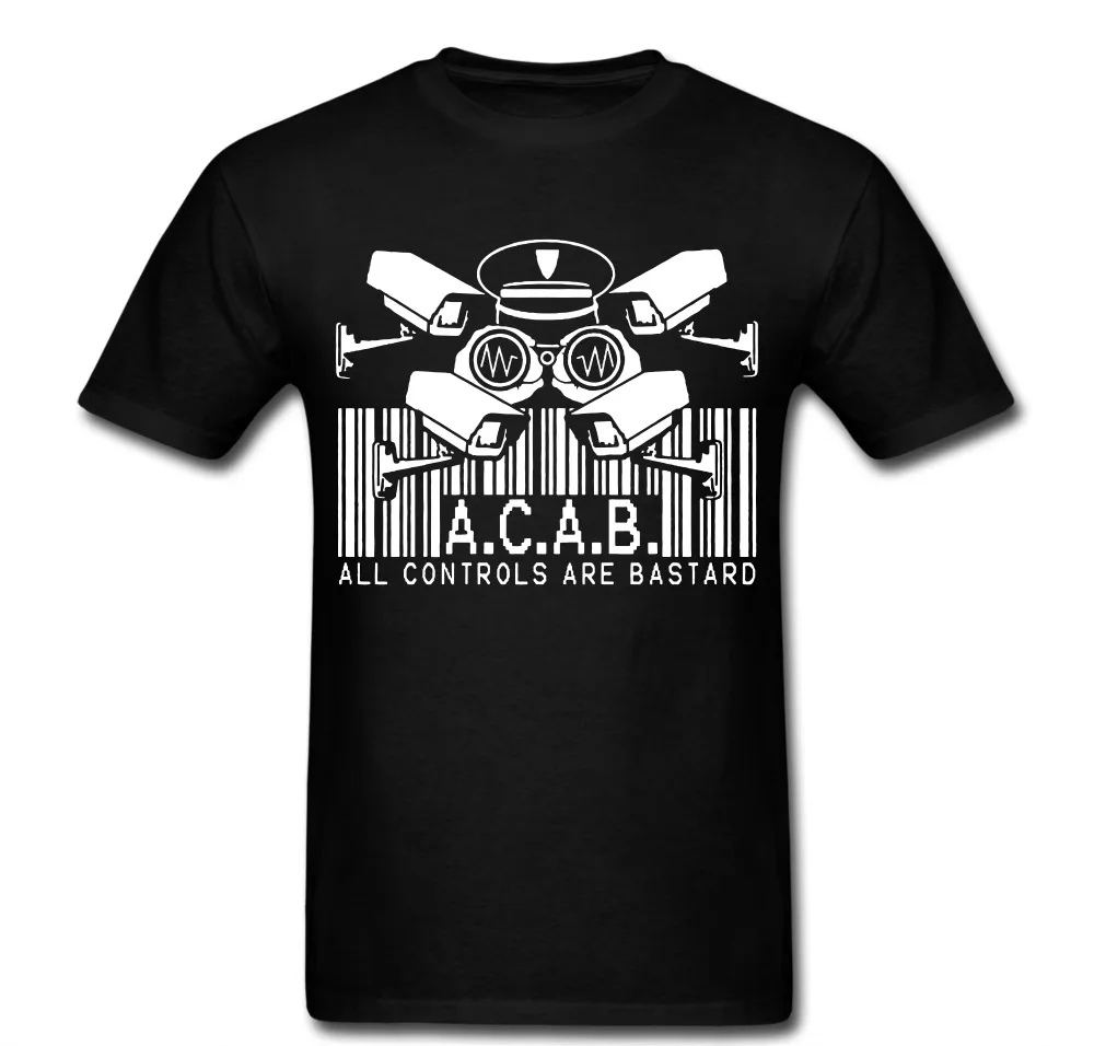 AC AB controls cameras  revolution  cops T-shirt  Tees Cotton Luxury brand vintage oversized