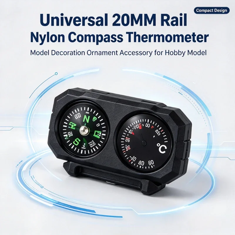 Universal 20MM Rail Nylon Compass Thermometer, Model Decoration Ornament Accessory for Hobby Model