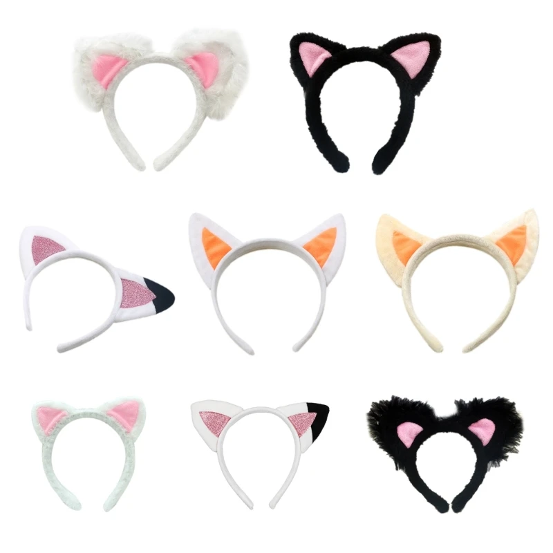 

S1Y1 Cartoon Animal Headbands Furry Hair Hoop Plush Hairband for Washing Face Makeup Hair Accessories