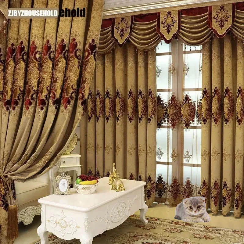 

Новые шторы с вышивкой для гостиной, виллы в европейском стиле, шторы, оконные дверные шторы для столовой, спальни, балдахин