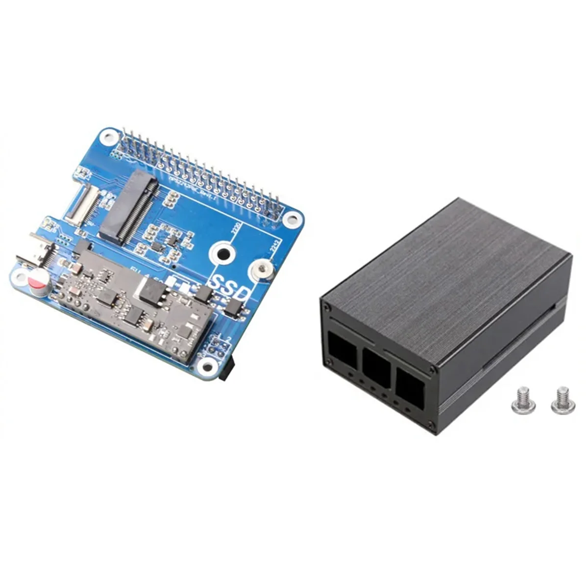 

AU32-MPS2242-POE A + чехол для Raspberry Pi 5 PCIE- NVME SSD 2242 Шляпа с питанием POE 5 В 4,5 А Поддержка 2242/2230 для RPi5