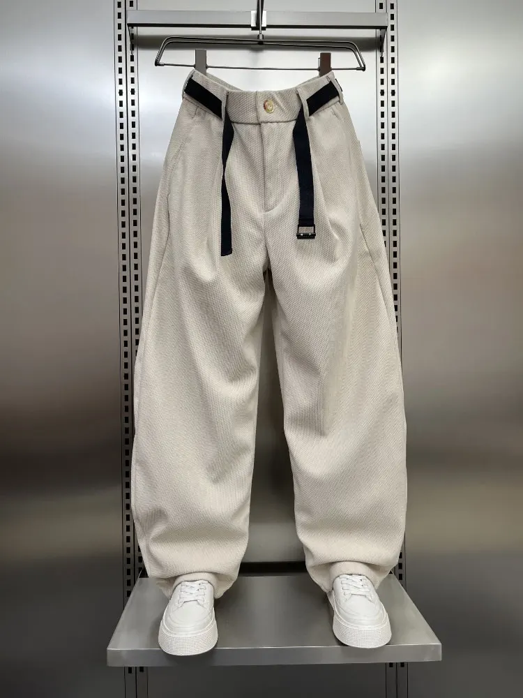 

Corduroy Straight Leg Casual Pants Men's American Retro Loose Waist Belt Autumn Winter New Sle Youth Vitali Thiened