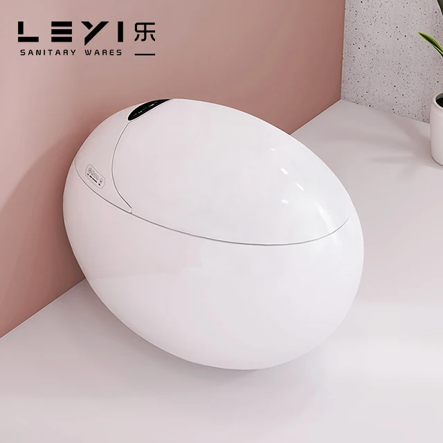 Smart Toilet Sanitary Modern Ceramic Floor Mounted S Trap Egg Shape Can Remote Control Intelligent Toilet