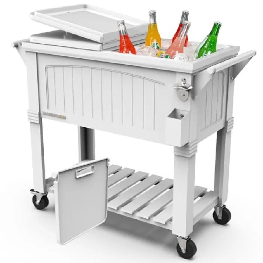

Party Cooler with Divider, Spacious 80-Qt Capacity, Chills 36hrs, Serving Tray, Rolling Ice Chest for Indoor and Outdoor Entert