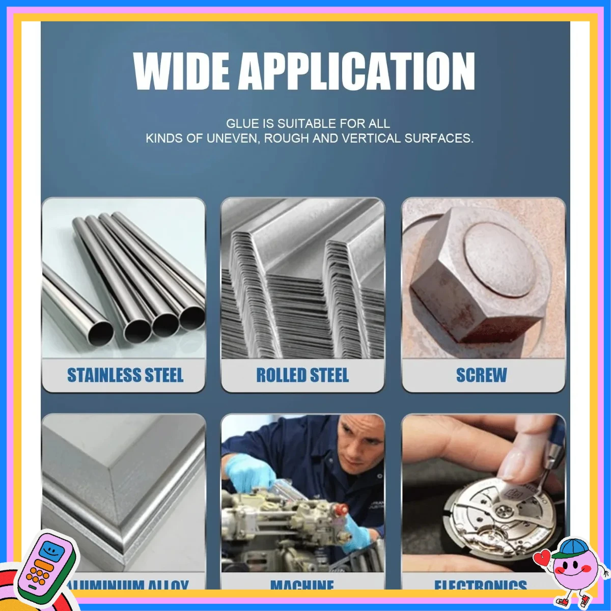 金属用瞬間接着剤、強力な接着剤、ステンレス鋼、アルミニウム合金、鉄、金属部品や工具、彫刻に適しています。