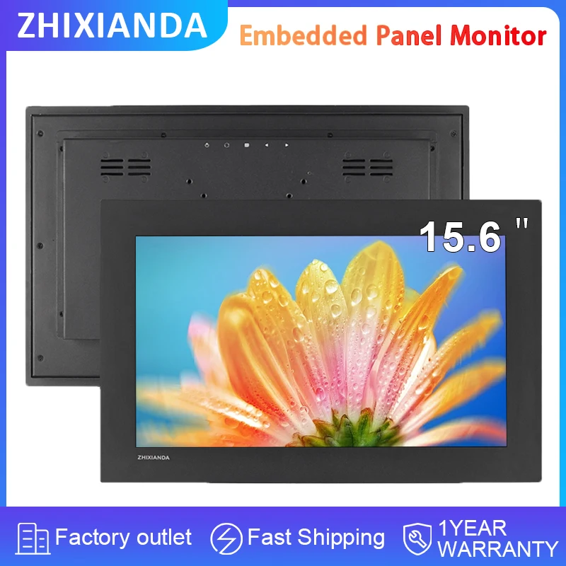 

15.6 Inch 1920*1080 Embedded PCAP Touch Screen Industrial Display Monitor Resisitive Panel Mount with HDMI/VGA/DVI