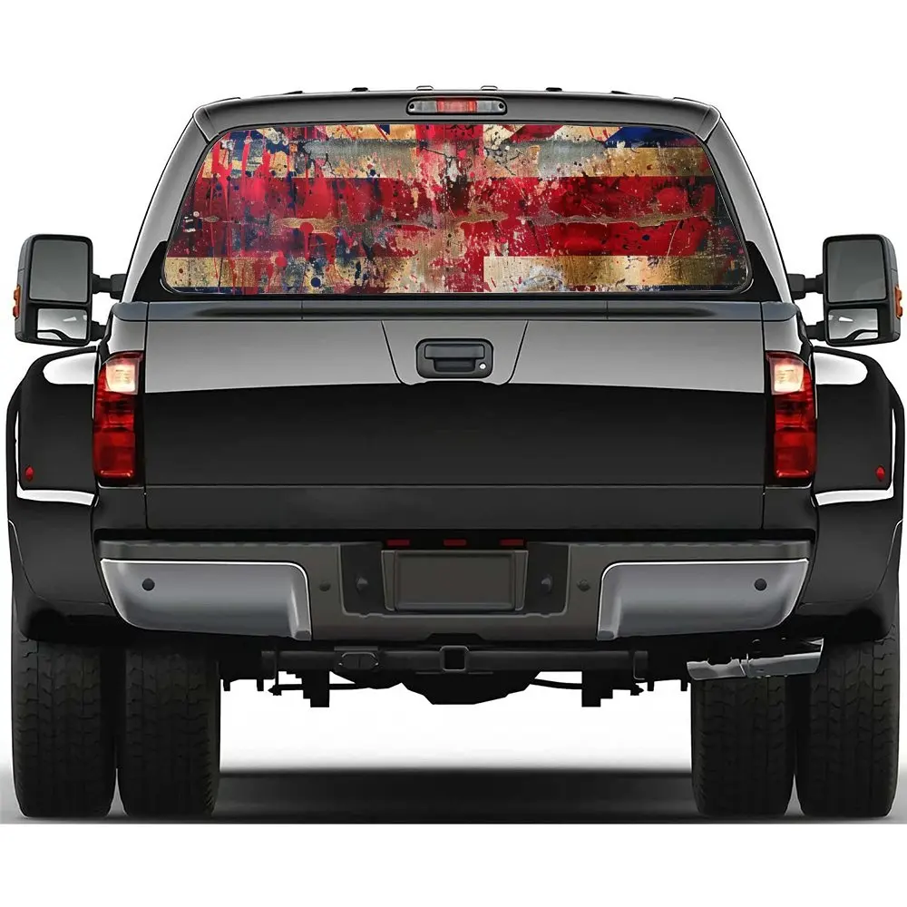 

Vintage Rusty Style British Flag Car Rear Windshield Sticker Truck Window See Through Perforated Back Window Vinyl Decal Decor
